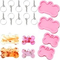 SAVITA 4 Piezas Moldes de Silicona para Hueso de Perro- Moldes de Resina para Llaveros de Silicona con 10 Piezas de…